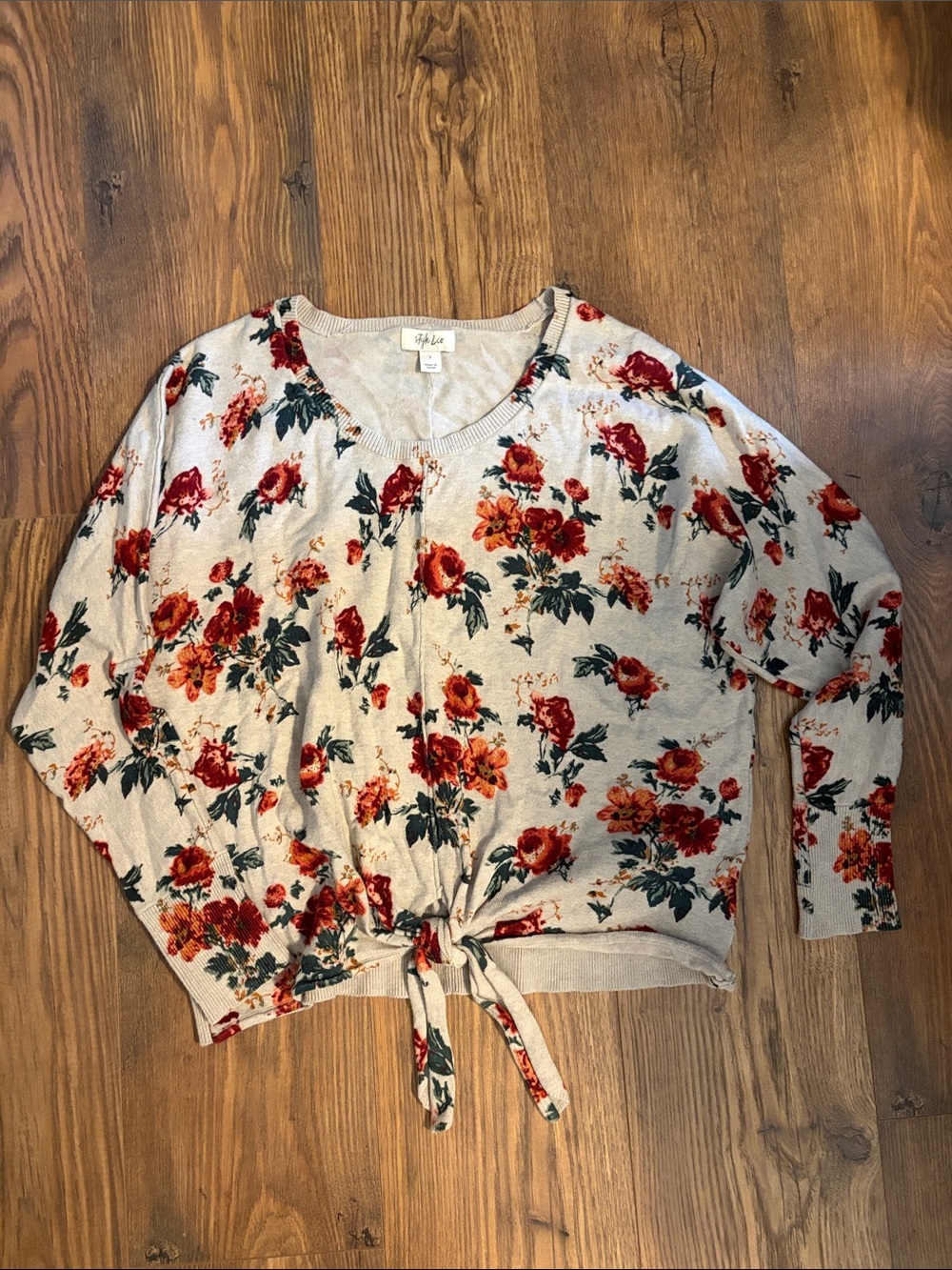 Style & Co. Floral Tie-Front Sweatshirt